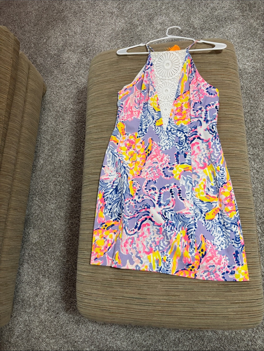 Lilly Pulitzer Multicolor Floral Halter Dress with Crochet Neckline